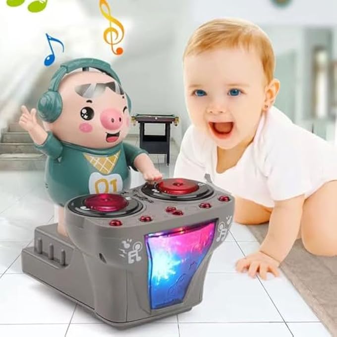 rayihni PORTABLE CHILDREN'S TOY ELECTRIC TOYS CHILDREN CORDLESS PLASTIC PIG DJ PLUSH MUSICAL CHILDREN'S TOY INTERESTING PIG SHAPE PORTABLE 15 X 13 X 10.5 CM - Image 3